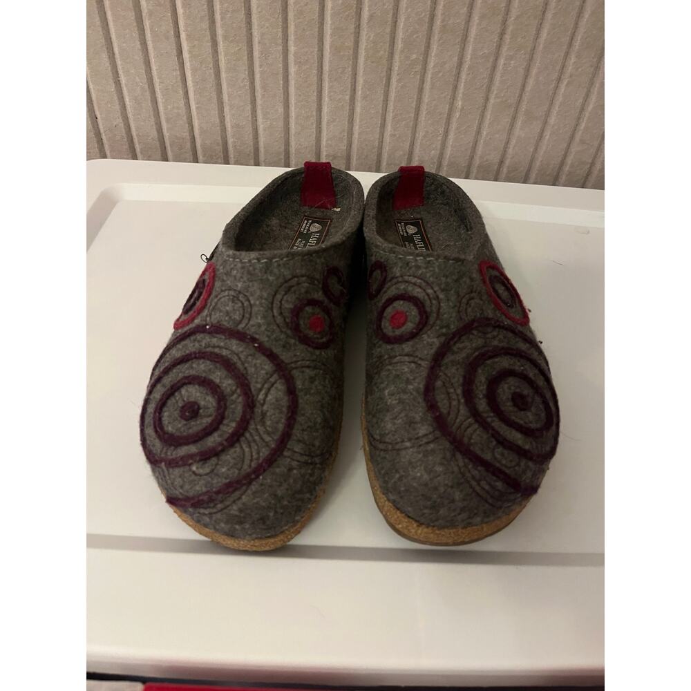 Haflinger
 Wool Clog Slipper Swirl Gray Size EU 40/US 8.4 Comfort Cottage Boho